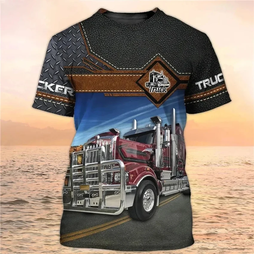 Men's Truck T-shirt Summer Short Sleeved 3D Printed Street Fashion Large T-shirt 6XL Plus Size Men's Casual Top