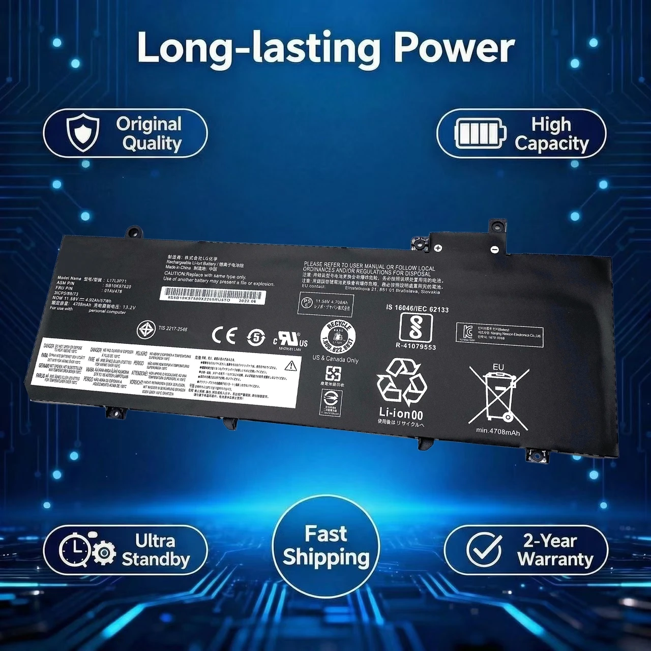 New Original L17L3P71 01AV478 Laptop Battery For Lenovo ThinkPad T480S L17M3P71 L17M3P72 01AV479 01AV480 SB10K97620 SB10K97621
