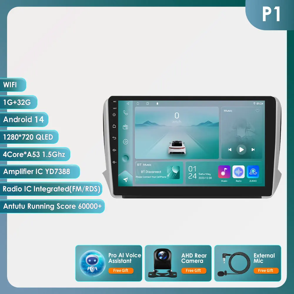 Hizpo Autoradio Carplay 4G 8581 AI Systemen Android Autoradio voor Peugeot 208 2008 Serie 2012-2018 multimedia Video Player Gps