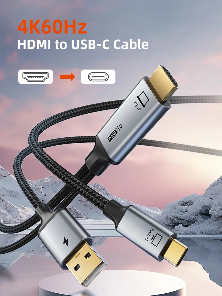 Kabel CABLETIME 4K60Hz HDMI do USB C Stabilny Sygnał z Zasilaniem USB Konsola do Gier do Monitora Typu C dla PS3/4/5 Switch Nintendo — zdjęcie produktu 7