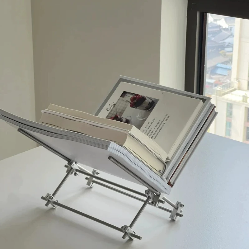 Stainless Steel Optical Axis Bookshelf CD & Magazine Holder Acrylic Poster Display Rack Tabletop Storage Organizer for Book