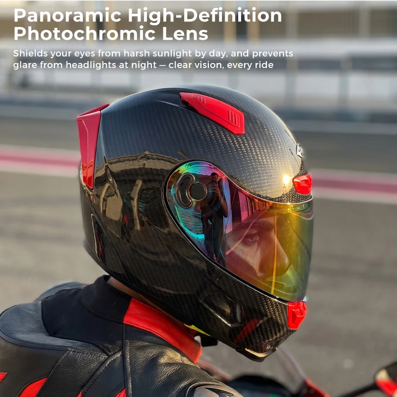 Ultra Light Carbon Fiber Full Face Motorcycle Helmet ECE Approved Gold Mirror Anti-Odor Nylon Inner Liner Windproof Dual Visor