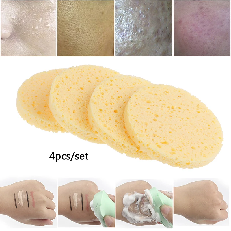 4Pcs/set Useful Soft Puff Face Makeup Remover Cleansing Washing Sponge Pad .~