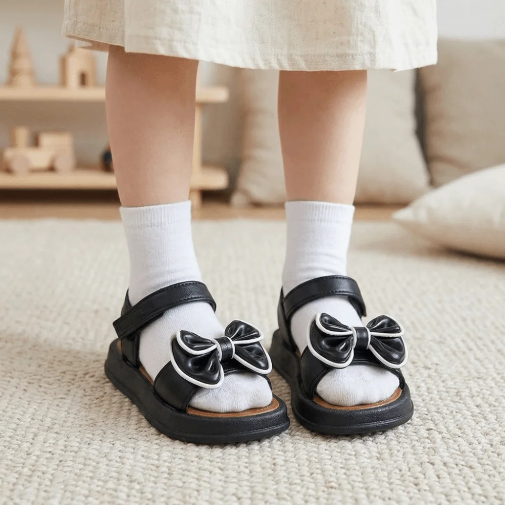 

Удобные детские сандалии с бантом для девочек: дышащие, универсальные, пляжные, многофункциональные, с мягкой подошвой, в стиле принцессы