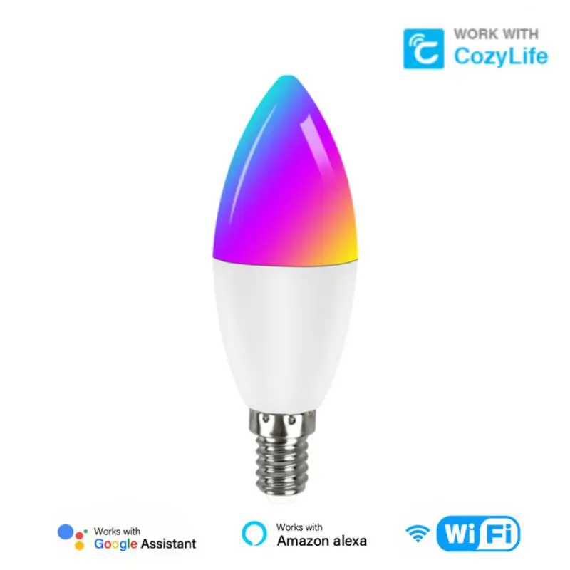 

Умная светодиодная лампа Wi-Fi E14, люстра, 5 Вт, 220 В, RGB лампа с регулируемой яркостью, приложение, голосовое управление, поддержка Alexa Google Home Cozylife