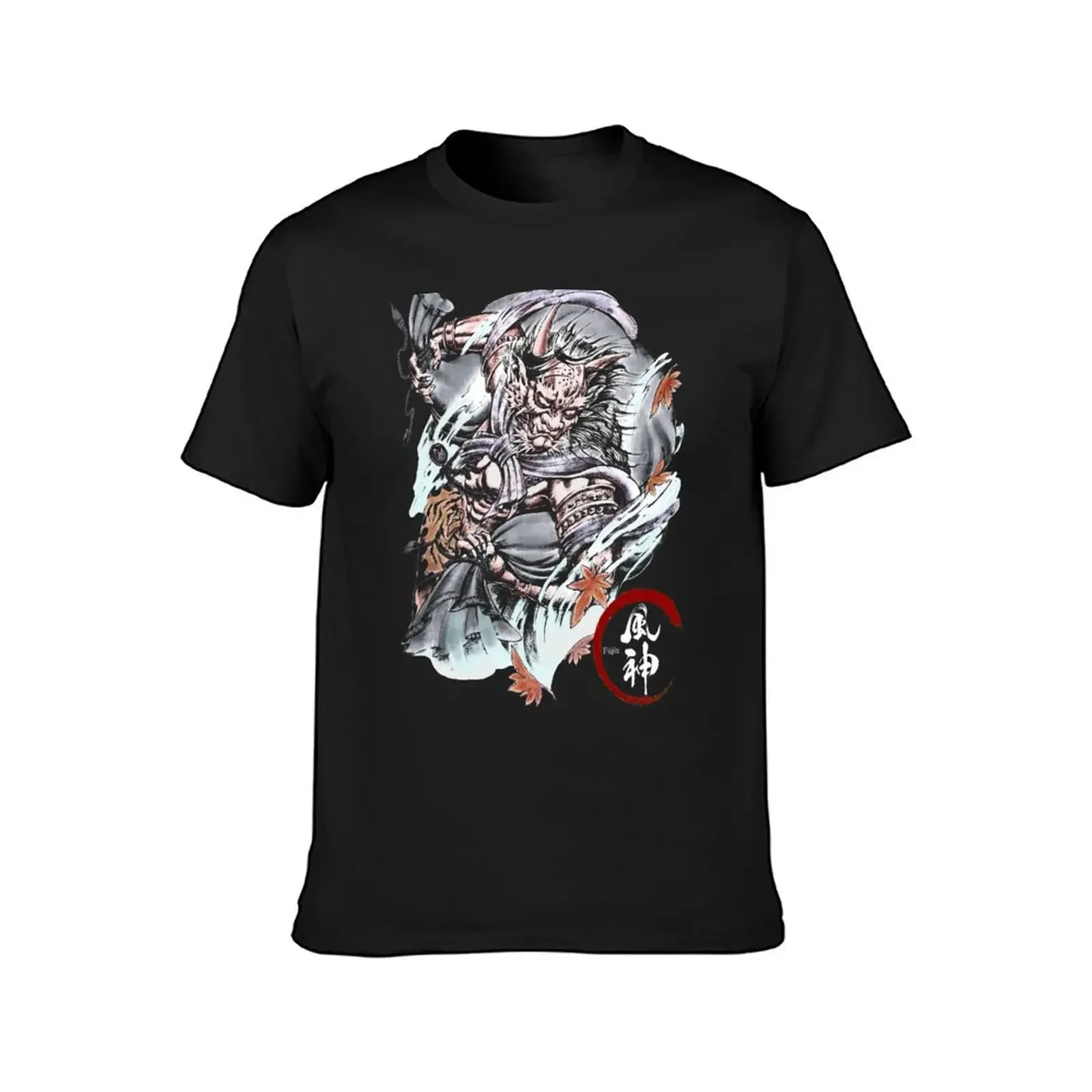 Fujin (The Japanese God of The Wind) demon devil oni tattoo T-Shirt tees graphic tee shirt Blouse black t-shirts for men