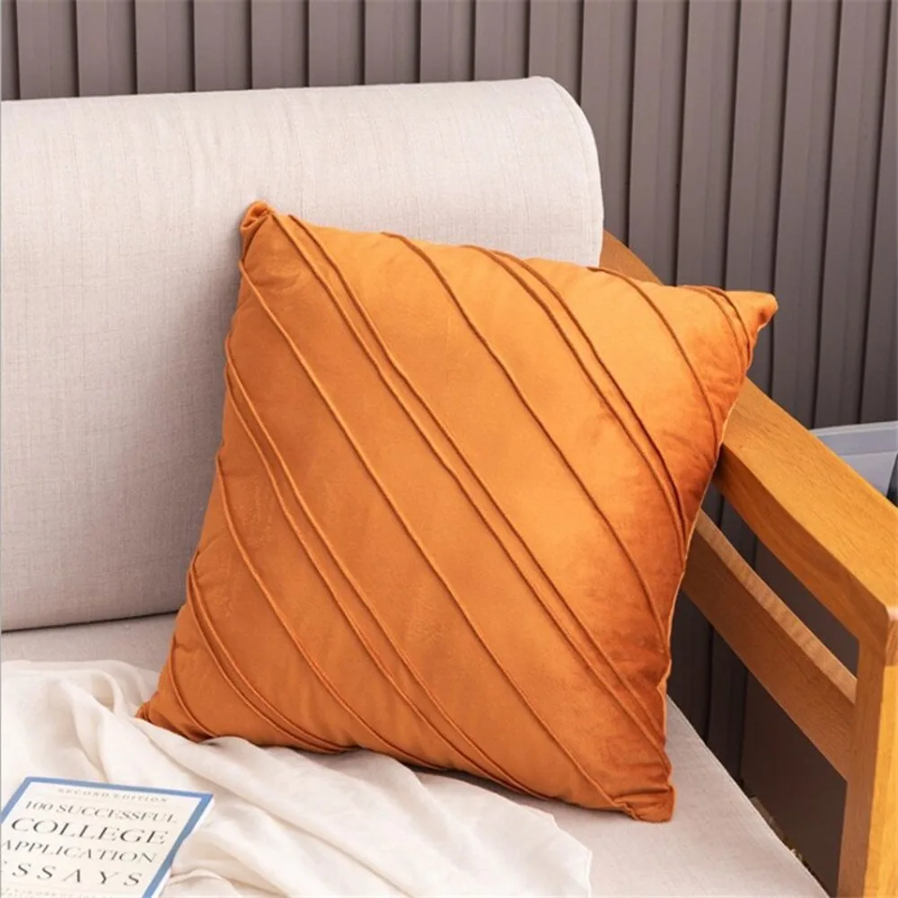 CIFBUY Fashion Striped Velvet Embroidered Cushion Cover Beige Grey Blue Simple Decorative Throw Pillow Case for Bedroom Home