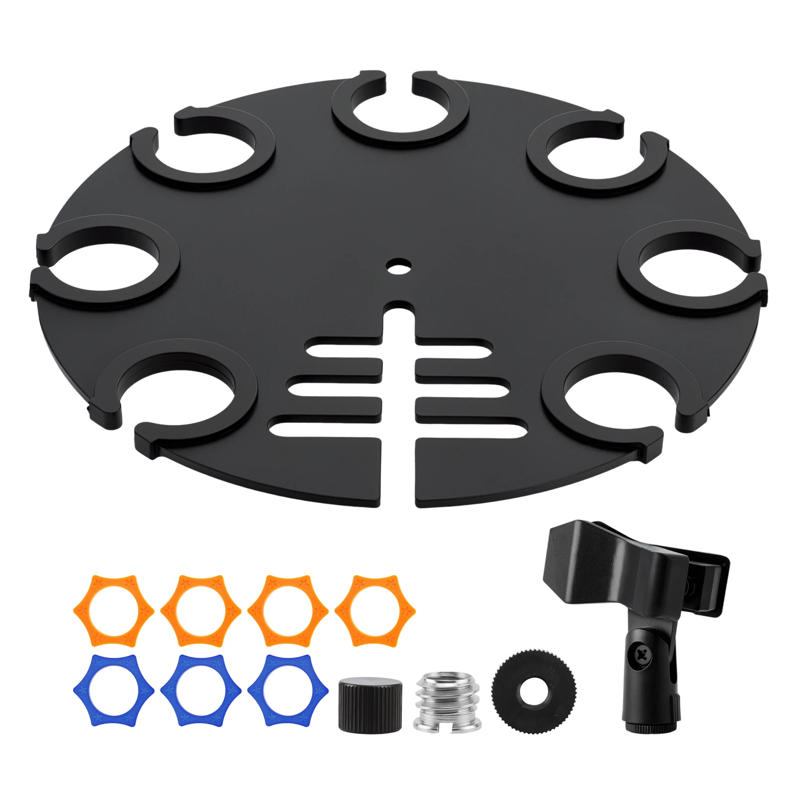 Multi Microphone Holder for Handheld Dynamic Wired Wireless Mic Stand with Cable Hanger Organizer Hook Microphone Clip