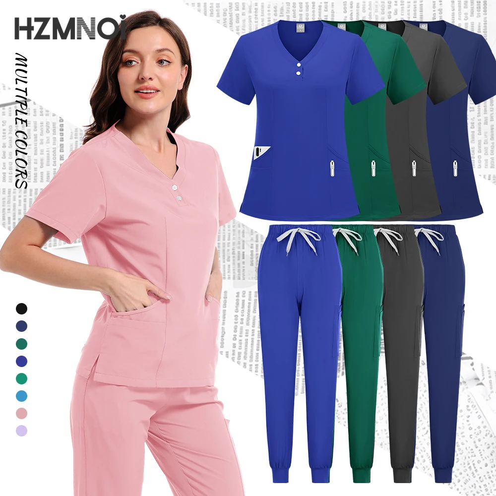 

Medical Uniform Elastic Scrub Set Hospital Surgical Scrubs Tops Pants Nurse Nursing Workwear Doctors Clothes Medical Accessories