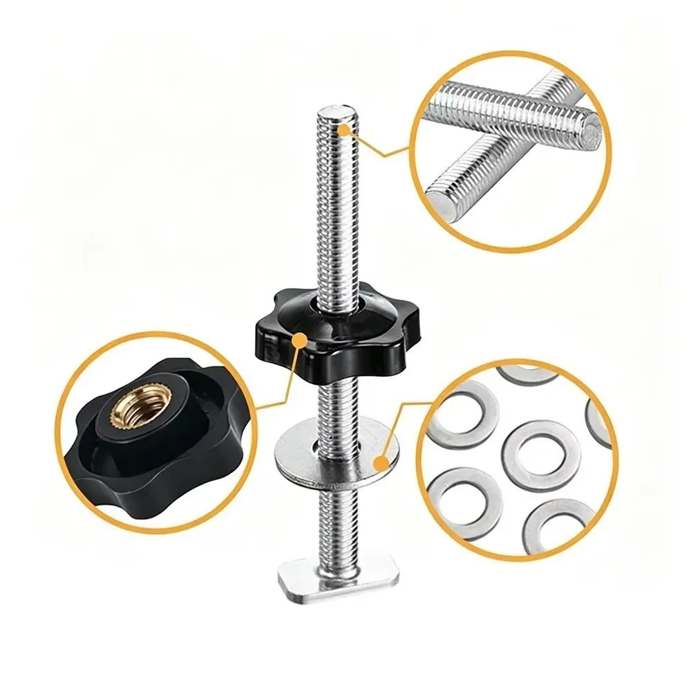 High Strength T Track Bolts Rust Resistant Adjustable Track Bolt Knob Kit Versatile Heavy Duty T Track Accessories