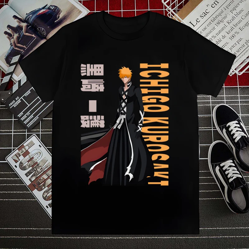 

Bleach Kurosaki Ichigo Манга японского аниме Harajuku мужская футболка унисекс с принтом футболка с короткими рукавами крутая футболка с героями мультфильмов
