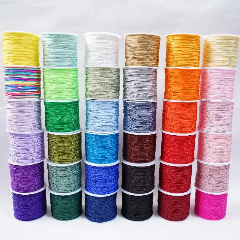 

50M 0.8mm Crafts Nylon Cord For Jewelry Making Beading Braided Nylon Satin String for Bracelets Rattail Trim Chinese Knot