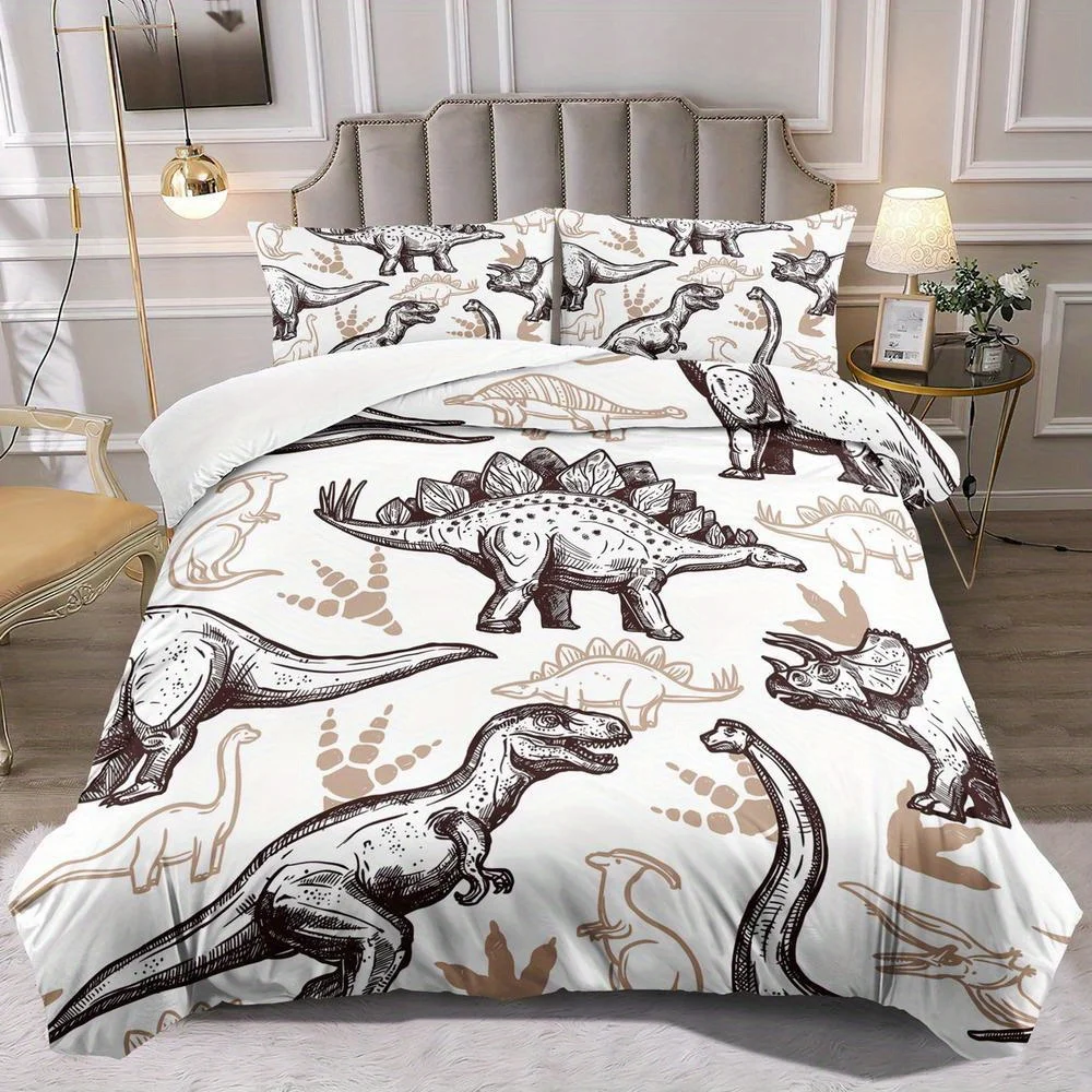 

Dinosaur Bedding Set Cartoon Duvet Cover Set Jurassic Comforter Cover Bedroom Decor Guest Room 2/3pcs Fashion lines Printing