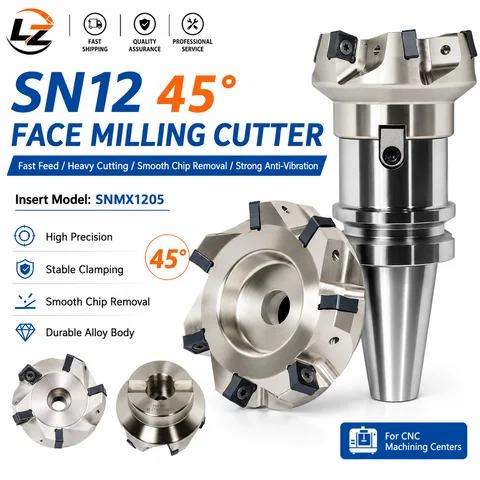 SNMX 45° Fast Feed Milling Cutter Disc SN12 Series 50 63 80 100 125 160mm CNC Roughing Face Mill Cutter SNMX1205 Insert