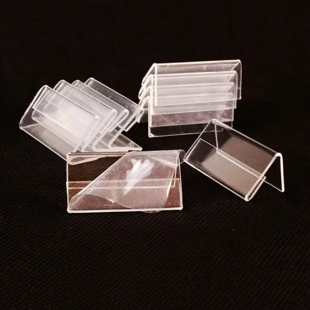 Acrylic 4x2cm L-Shaped Mini Label  Display Holder | Clear Durable Multipurpose Retail/Jewelry Price Card Stand | Space-Saving