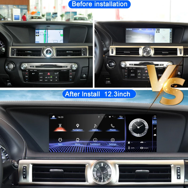 For Lexus GS 200 GS250 GS300 GS350 GS450 2012-2020 12.3inch car radio multimedia video player CarPlay Android 12 GPS navigator