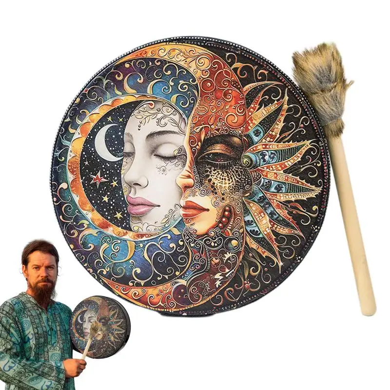 Drums For Adults Handmade Percussion Instrument Fashionable 10 Inch Egyptian Pharaoh Moon Goddess Drum Hand Drum With Drum Stick