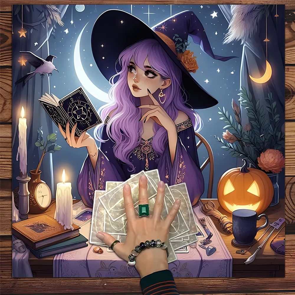 Wisteria Witch Tablecloth Tarot Divination Crystal Round Table Altar Esoteric Decorations Tarot Cloth Art Design Table Cloth