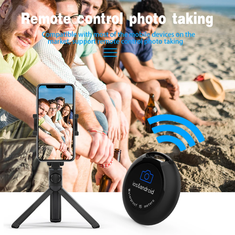 Waterproof Bluetooth Remote Control Button Black Strong Suction Mini Selfie Artifact for Photo Taking Hotel Travel Smartphones