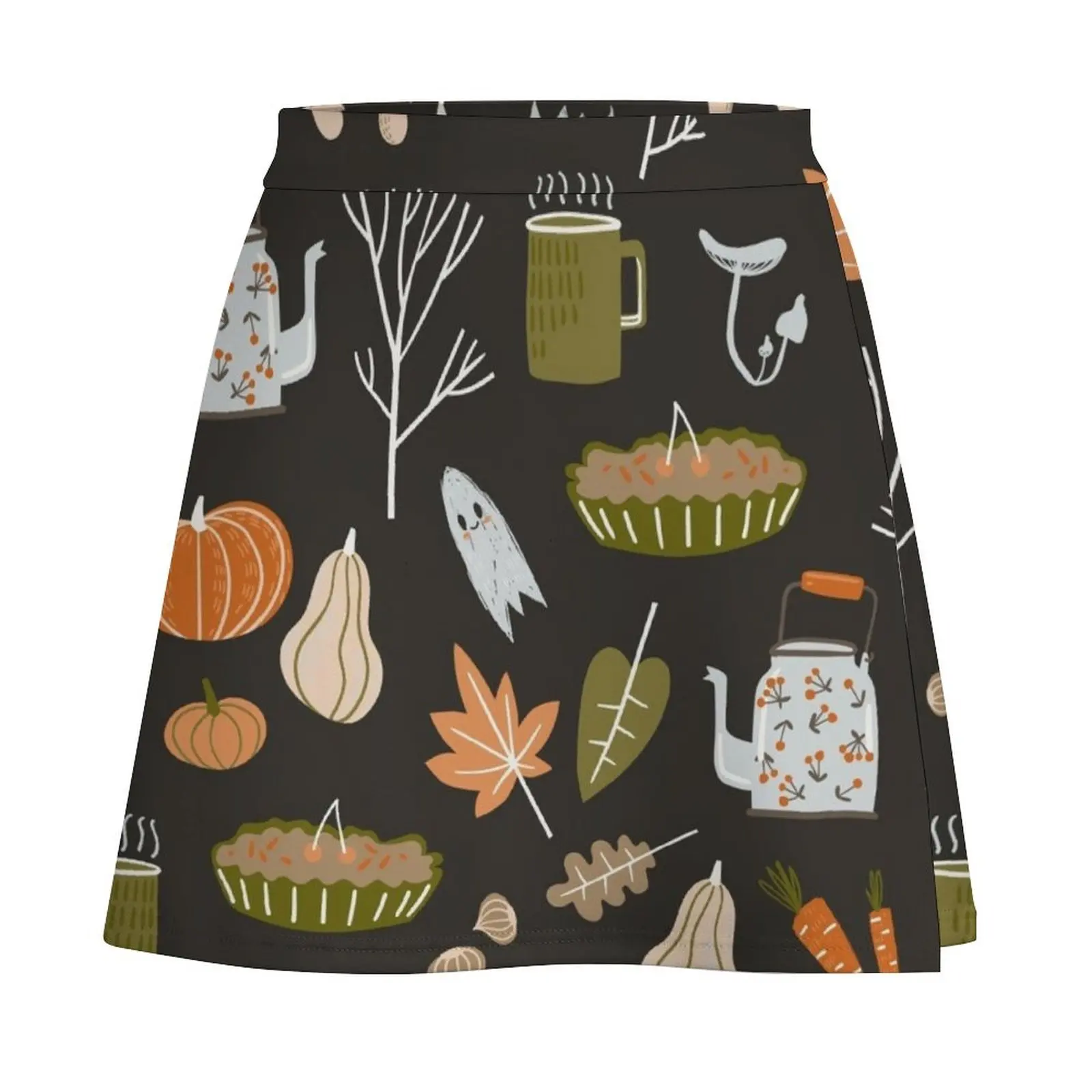 Fall seamless pattern with cozy nature elements. Mini Skirt womens clothing 90s aesthetic micro mini skirt extreme Mini Skirt
