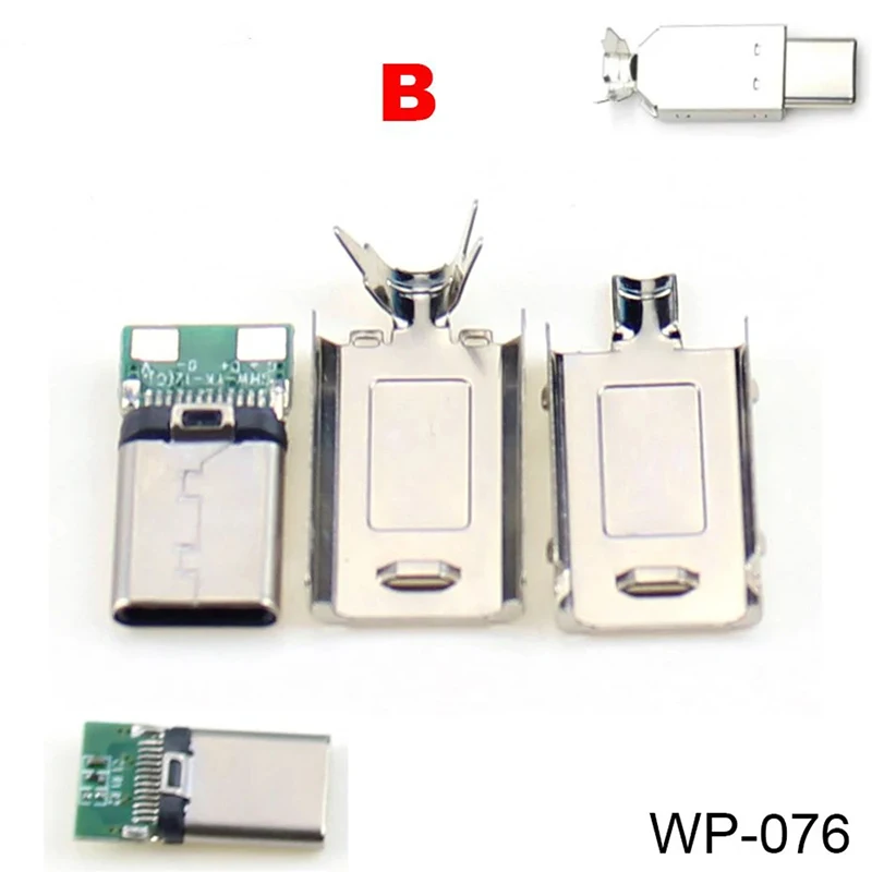 1-5PCS 24P Männlichen USB 3,1 Typ C Jack Ladestecker Schweißen USB-C 3 In 1 große Strom Stecker Mit Metall Fall Abdeckung Solder – Detail 4
