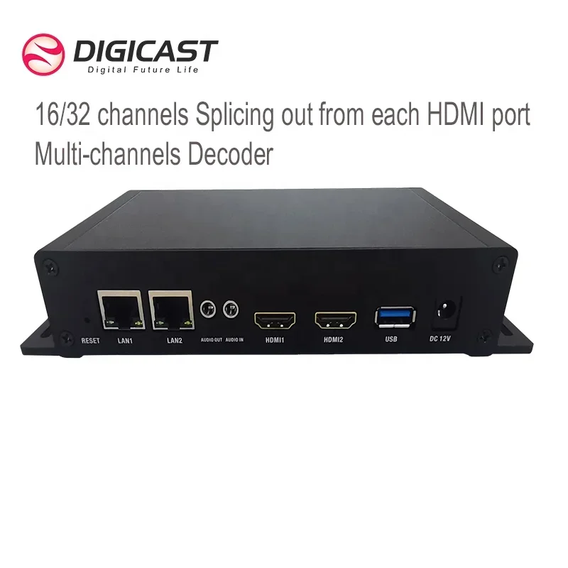 ตัวถอดรหัสวิดีโอกล้องวงจรปิดแบบ IP 4K CCTV RTSP SRT IP เป็นตัวถอดรหัสวิดีโอ HD พร้อมการต่อสัญญาณ 36 ช่อง