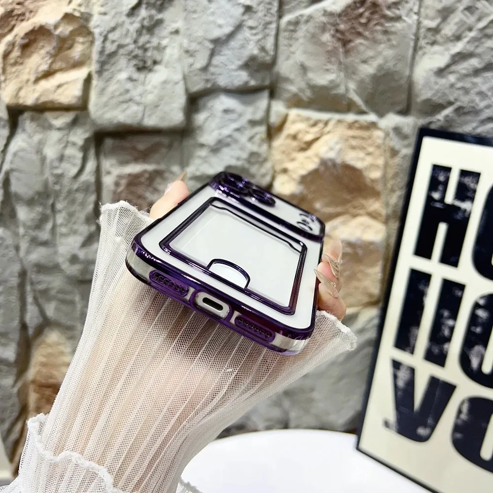 حافظة بطاقات عصرية لهاتف آيفون 17 16 15 14 13 12 11 Pro Max 17 محفظة بفتحة شفافة مضادة للصدمات غطاء مطلي ناعم #3