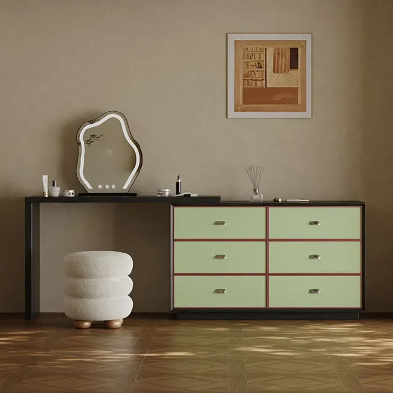 Modern Simple Telescopic Dresser Solid Wood Chest of Drawers for Master Bedroom Small Apartment Household Storage Cabinet