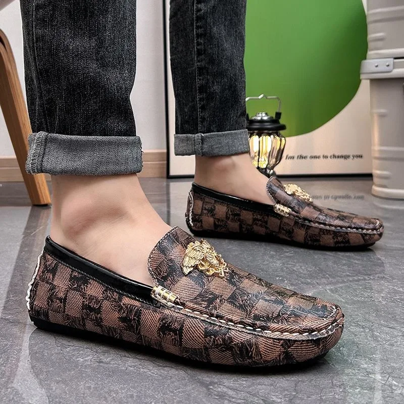 

size 38-48 luxury checkered slip on loafers shoes for man designer man drivers loafers hombre fashion young woman casual shoes