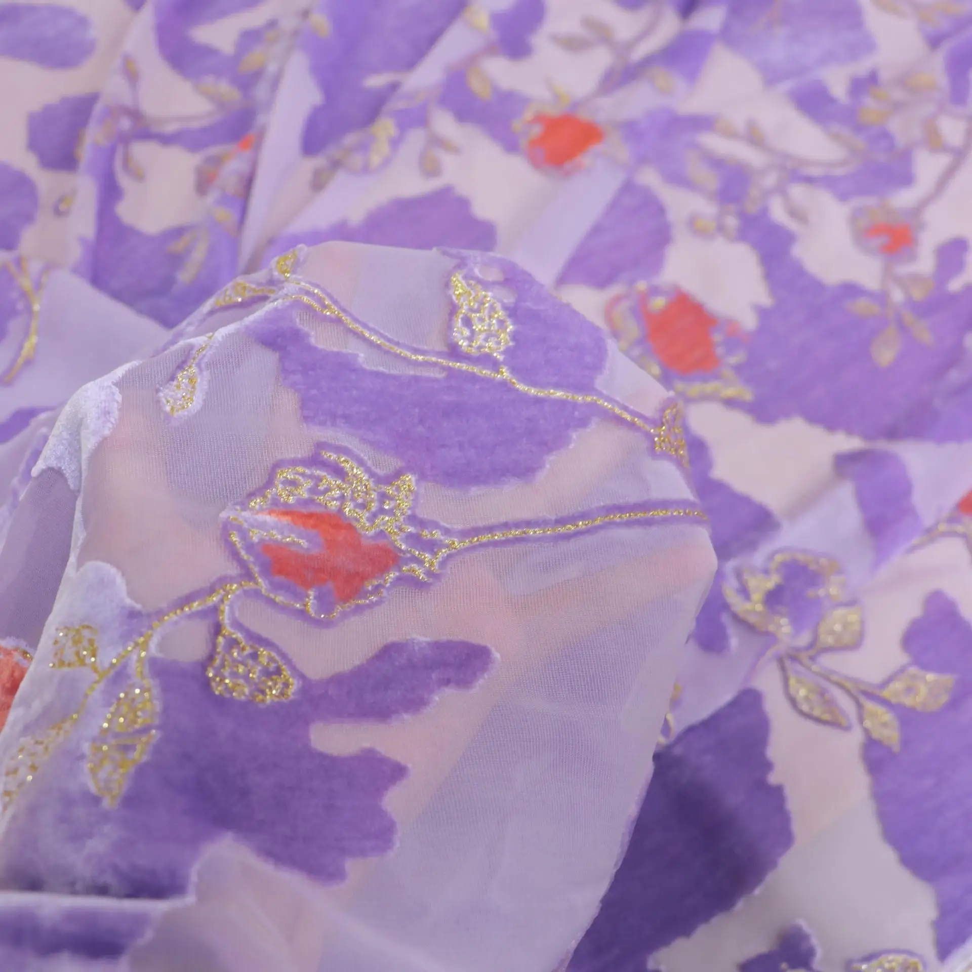 

4853 Women's Woven Velvet Burnt out Brocade Sticky Velvet Bronzing Fabric Nightdress Cheongsam Textile Fabric
