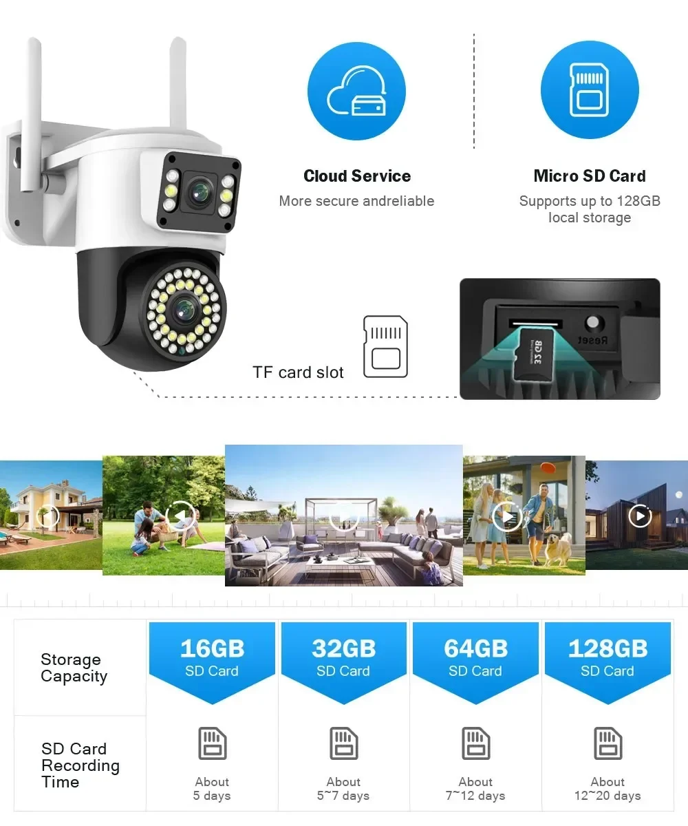 Imagem -02 - Yoosee-câmera ip de Segurança ao ar Livre com Lente Dupla Ptz Smart Home Visão Noturna Rastreamento Automático Mais Luz Led Wifi 8mp 4k