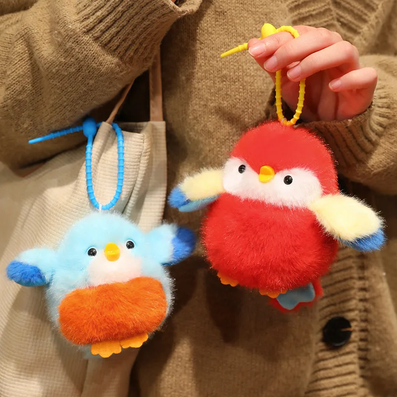 

Мягкая игрушка-брелок в виде птички, имитирующей пение, плюшевая кукла-животное, милый кавайный подарок для девочек, подвеска для сумки