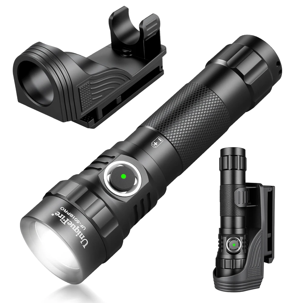 UniqueFire Tactical Flashlight 3 Modes 2000LM Powerful Police Flashlight with Belt Holster for camping/Law Enforcement-Sentinel