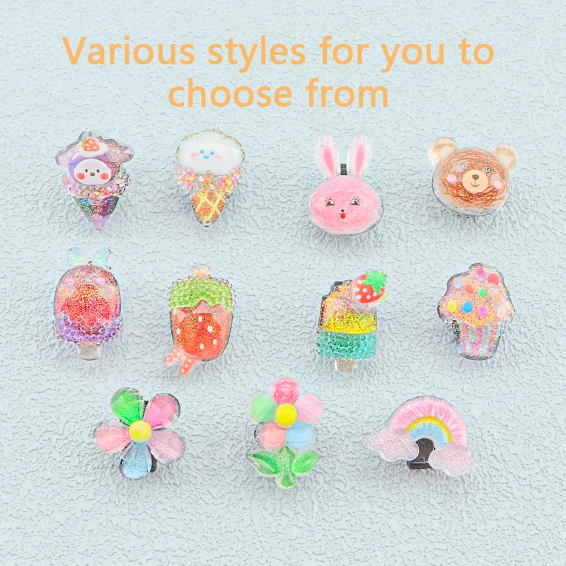 Kids kawaii Accessories Cute Rainbow Shoelaces Clip Removable Casual Shoes Decoration Bling Glitter Princess Sneaker Buckle Bulk