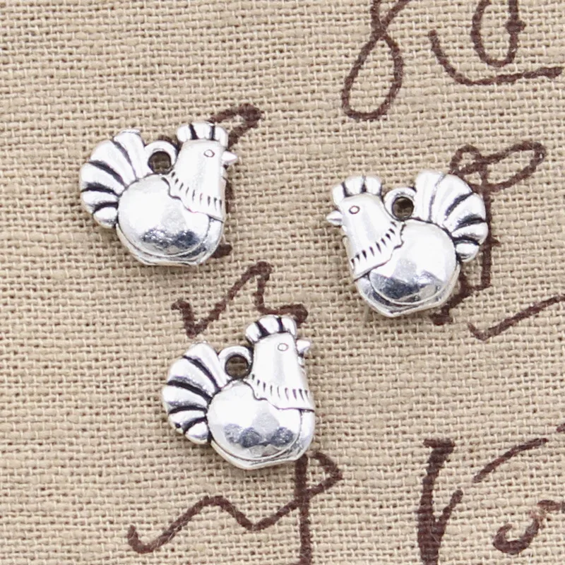 25pcs Charms Cock Rooster 13x13mm Antique Silver Color Plated Pendants Making DIY Handmade Tibetan Silver Color Jewelry