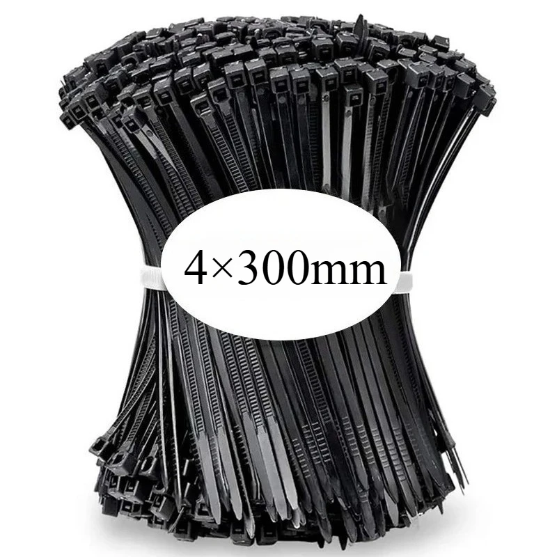 100 stuks zelfsluitende plastic nylon stropdas zwarte bevestigingsriem kabelbinderset kabelritsband bevestigingsring ritssluitingen riemband