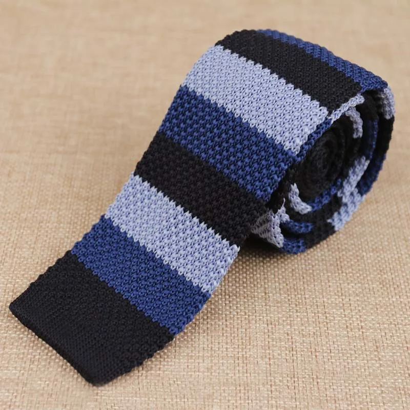 Mens Knit Ties Casual Striped Knitted Neck Ties For Men Wedding Suits Polyester Slim Neckties Gravatas Business Skinny Men Ties