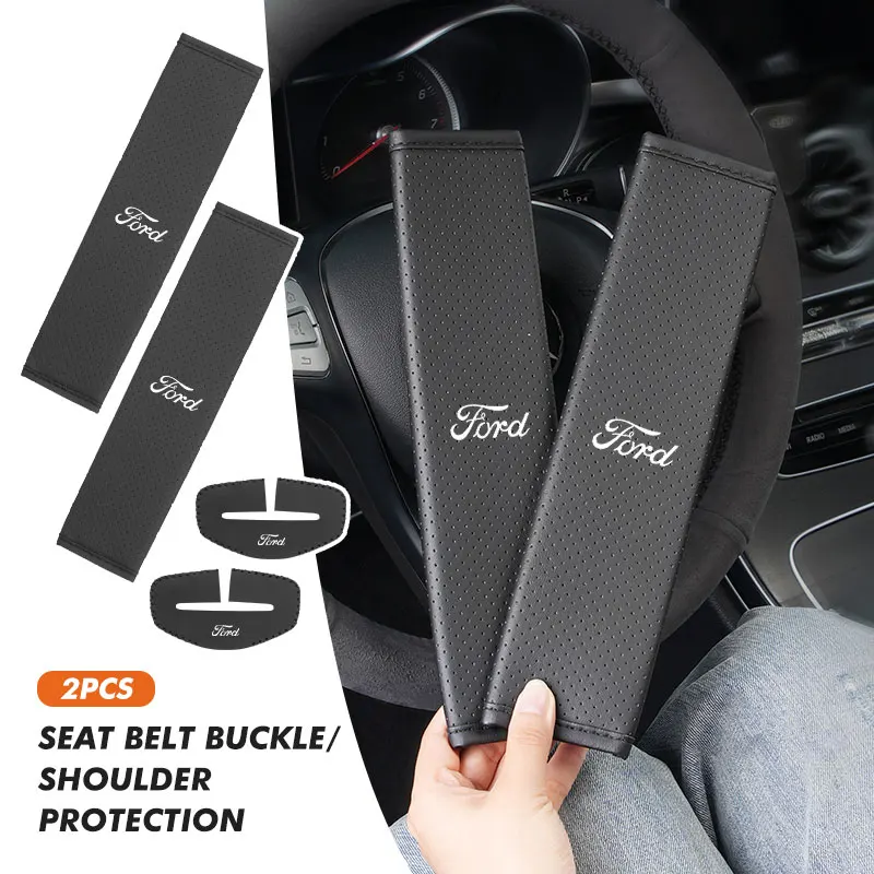 Almohadilla de protección para cinturón de seguridad de coche, accesorios universales para Ford mk2 mk3 Ranger Mondeo mk4 S-MAX Kuga Mustang Fusion