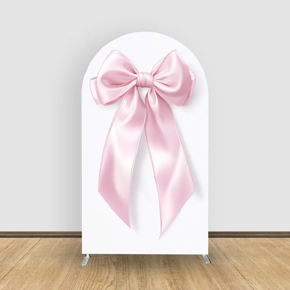 

Photography background Pink Bow Girl Arch Background Covers Customized Decoration Elastic Fabric Double-sided Arch Backdrop
