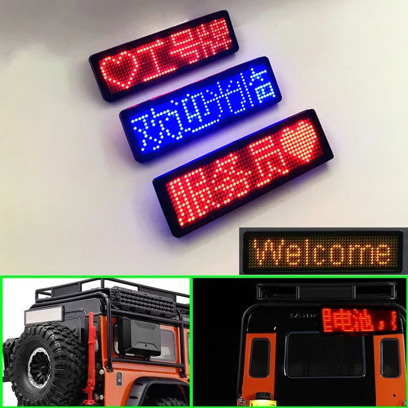 Display led texto diy para 1/10 rc rastreador carro traxxas trx4 defender axial scx10 rc4wd d90 1/14 tamiya rc caminhão scania 770s actros