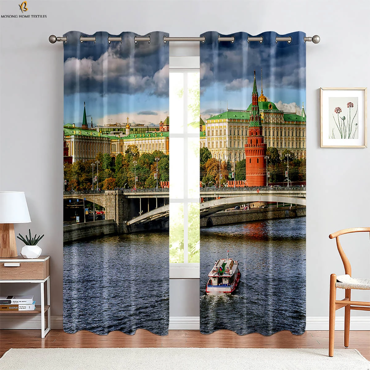 

2 Pieces Of City Landscape Architecture 3d Printing Curtains Bedroom Living Room Kitchen Decoration Curtains Home Decoration