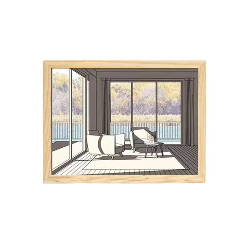 Solid Wood Painting Table Lamp USB Rechargeable Luminescent Painting LED Room Bedroom Bedside Decoration Night Light