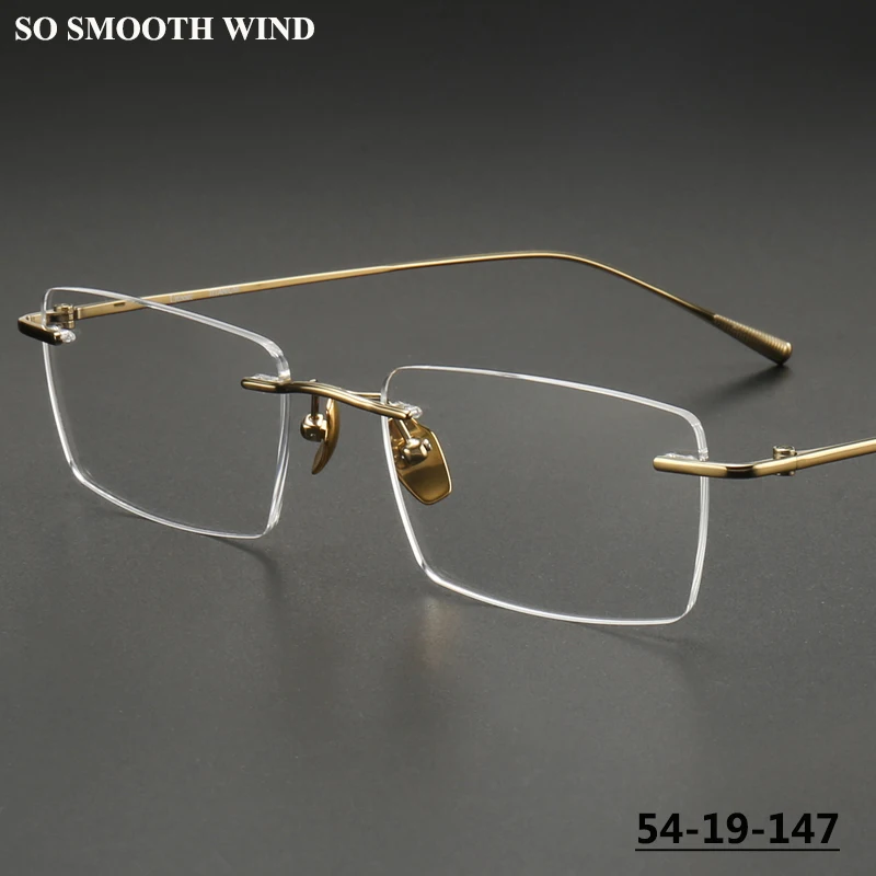 

Ultralight Pure Titanium Frameless Glasses Men Square Business Style Rimless Eyeglasses Gold Rim Frame Women Fashion Spectacles