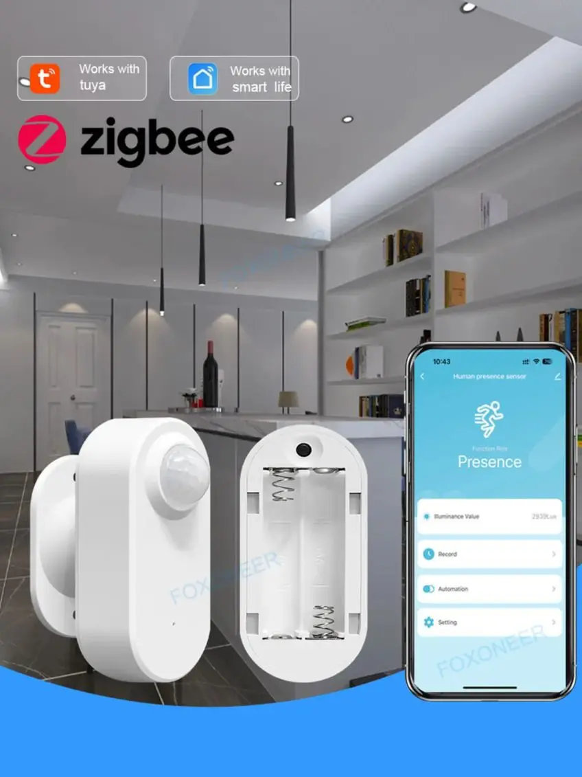 Detector de presença humana tuya zigbee, detecção de iluminação/distância, sensor de movimento pir