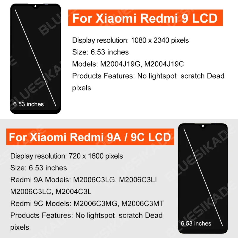 ЖК-дисплей 6,53 дюйма для Xiaomi Redmi 9 M2004J19G, сенсорный экран для Xiaomi Redmi 9A, Redmi 9C, ЖК-дисплей M2006C3LG M2006C3MG, детали дисплея