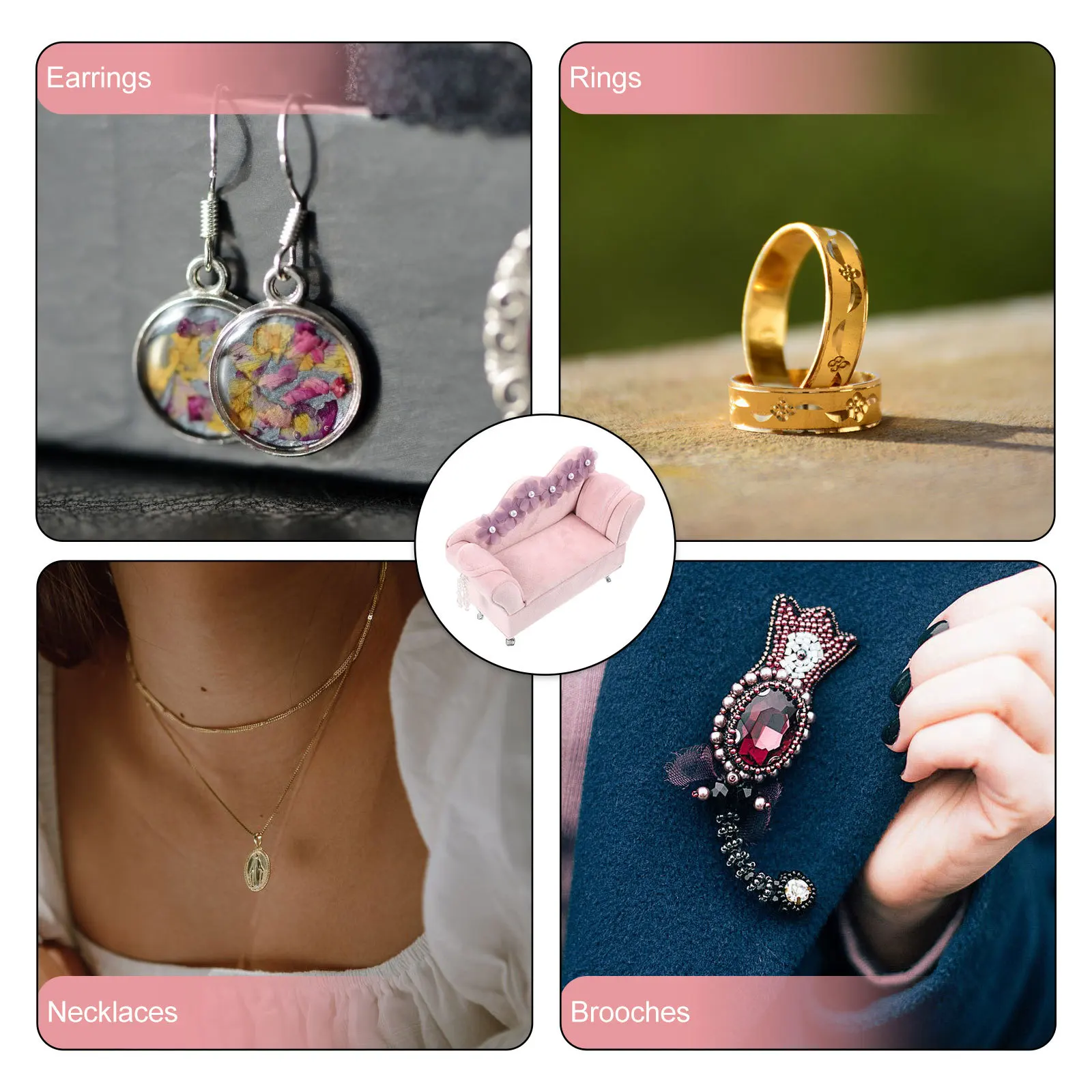 Jewelry Box Couch Shaped Trinket Organizer Small Storage Case Unique Desktop Container Decorative Sundries Holder