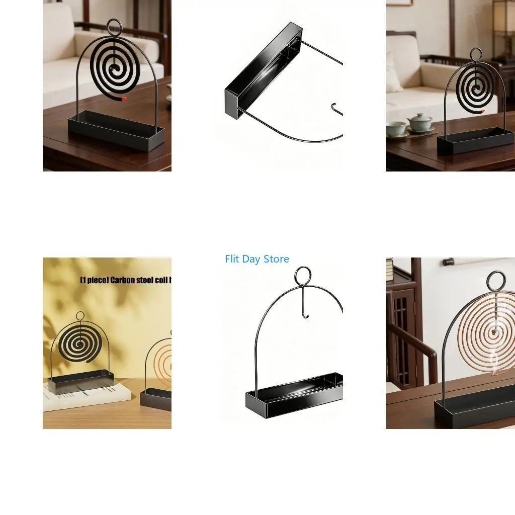F92C Rustproof Carbon Steel Incenses Stand With Spacious Base Fireproof Incenses Burners With Ashes Tray