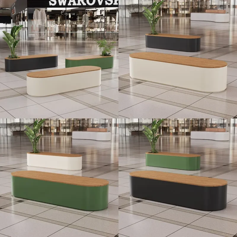 For Outdoor Square Bench Waterproof Sun Protection Seat with Flower Box Combination for Park Courtyard Balcony Leisure Area
