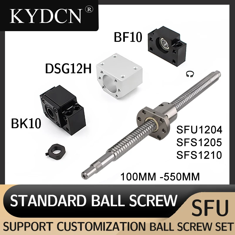 SFU1204, 1205,1210,BKBF10 Suporte de montagem do motorParafuso de esferas laminadas para CNC Router, 250mm a ,16mm, Ne