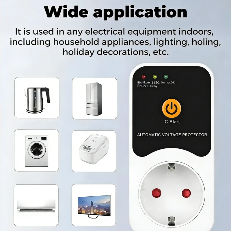 

EU Standard Multi-Function TV & Refrigerator Voltage Protector Socket Surge Protector with Over/Under Voltage Protection